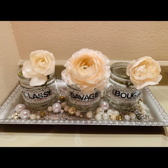 Bedazzled Trio Jars & matching tray - Picture 3 of 6